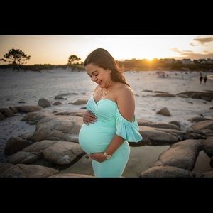 Off Shoulder elegant fitted maxi maternity dress